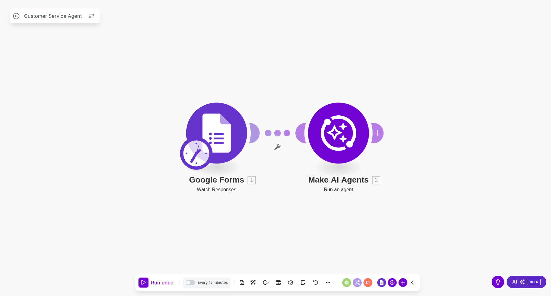 Customer service AI agent in Make.com