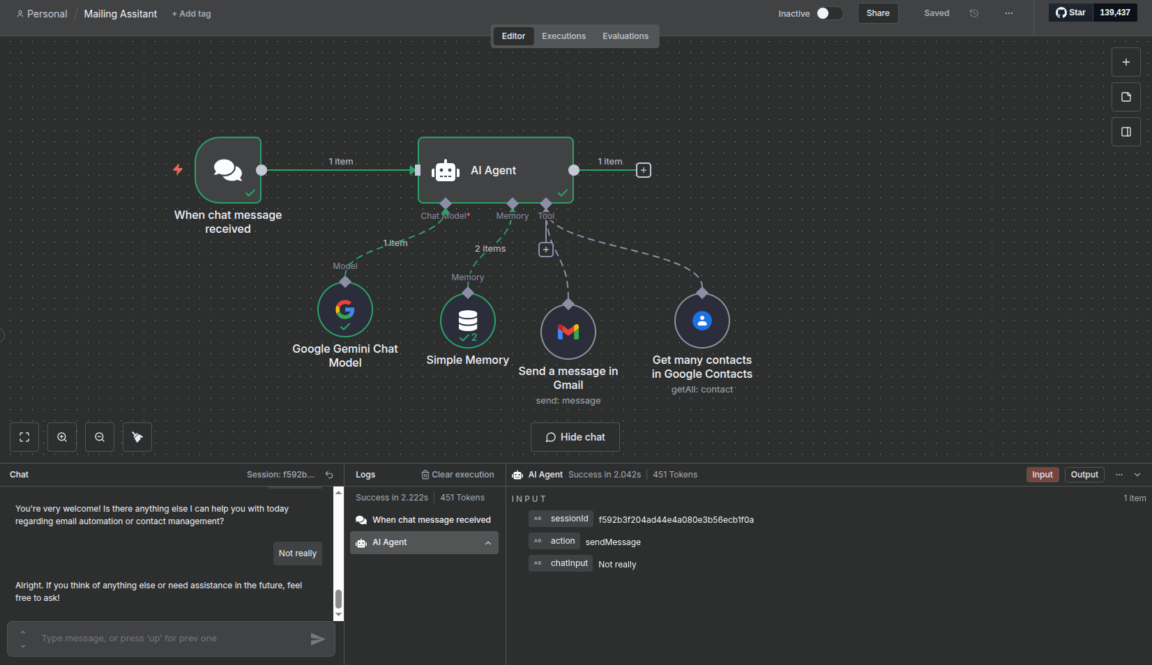 AI mailing agent workflow